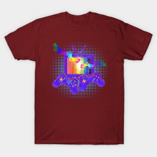 Gamer Gay Pride Rainbow Controllers and TV RED T-Shirt